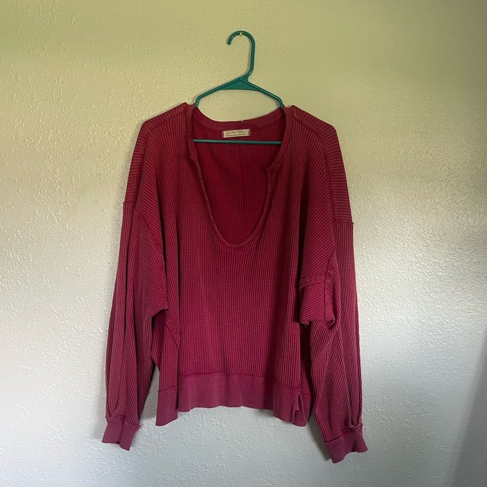 Free People Pink Long Sleeve Top